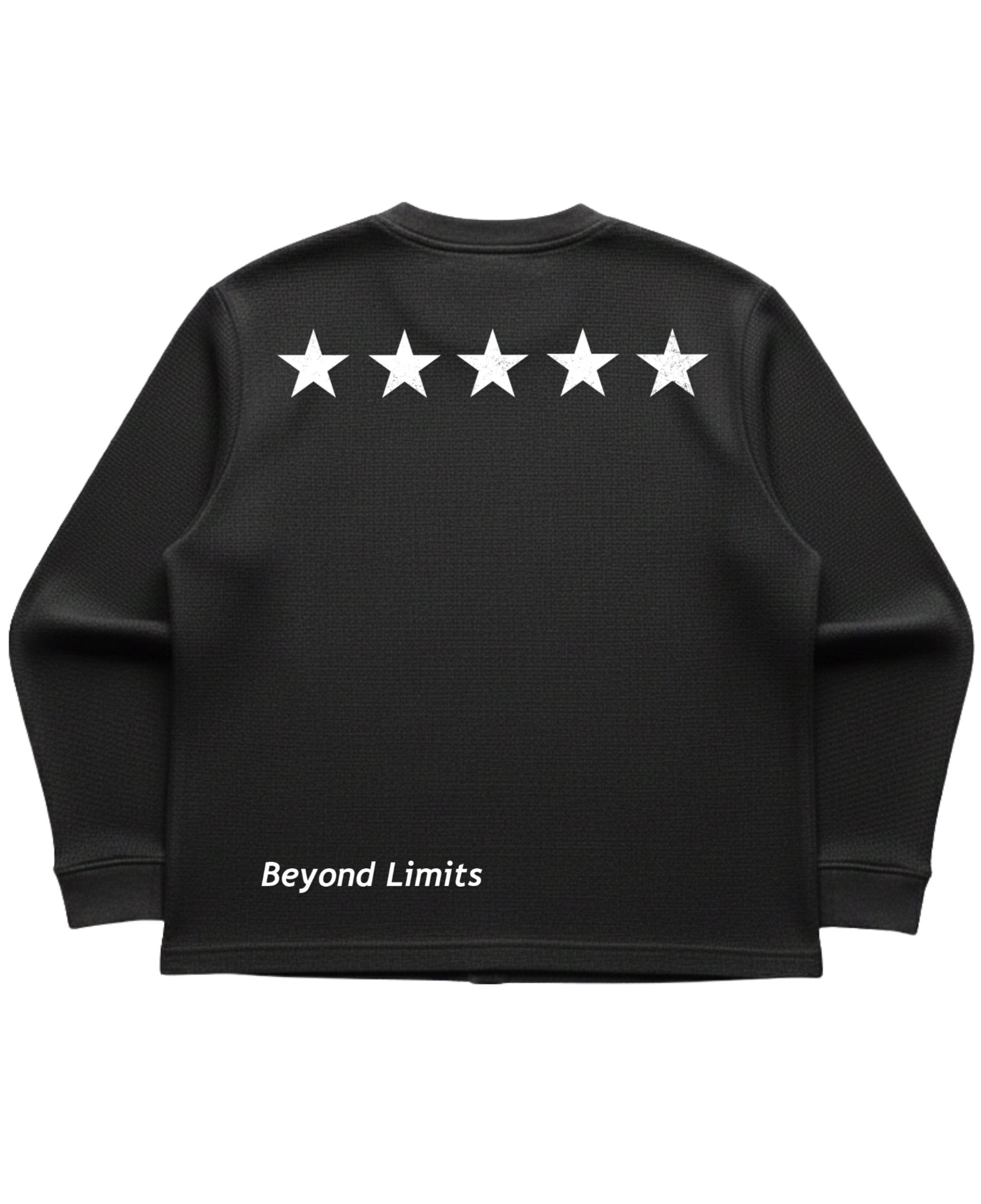 Black waffle knit oversized full-sleeve Back Design