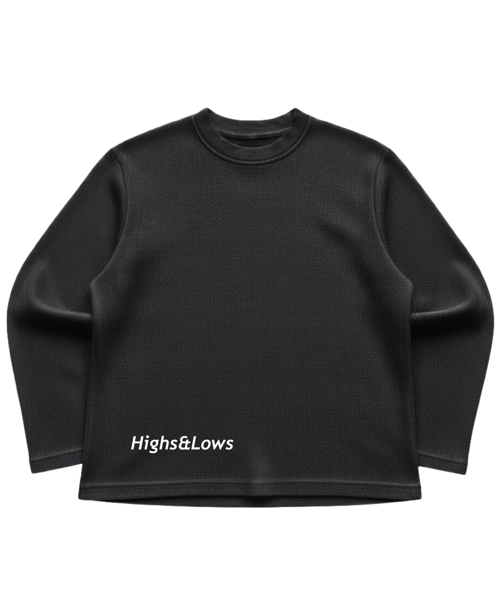 Black waffle knit oversized full-sleeve Front Design