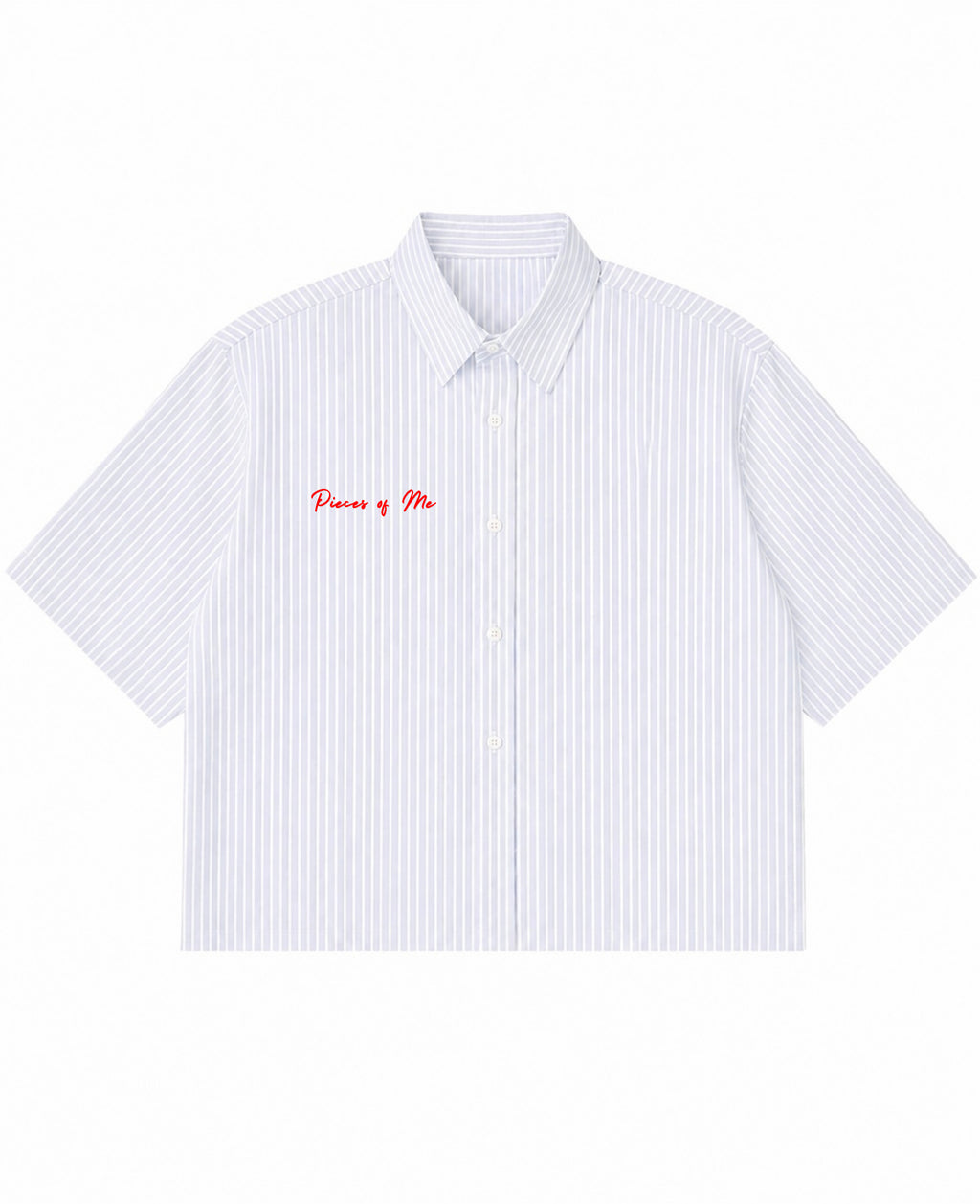 Blue Striped Oxford Boxy Shirt Front Design